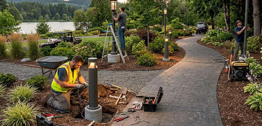 Landscape Post, Pole, and Bollard Lighting Installation in Norwalk